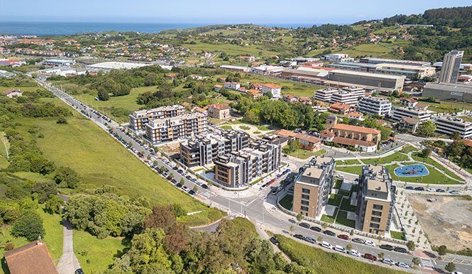 Vista aérea de una promoción residencial